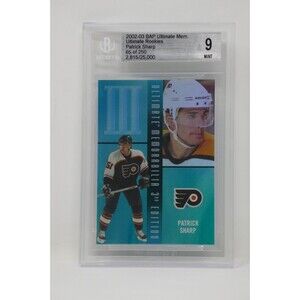 2002-03 BAP Ultimate Mem Patrick Sharp 65 of 250 Rookie Flyers 🔥 Beckett 9 MINT